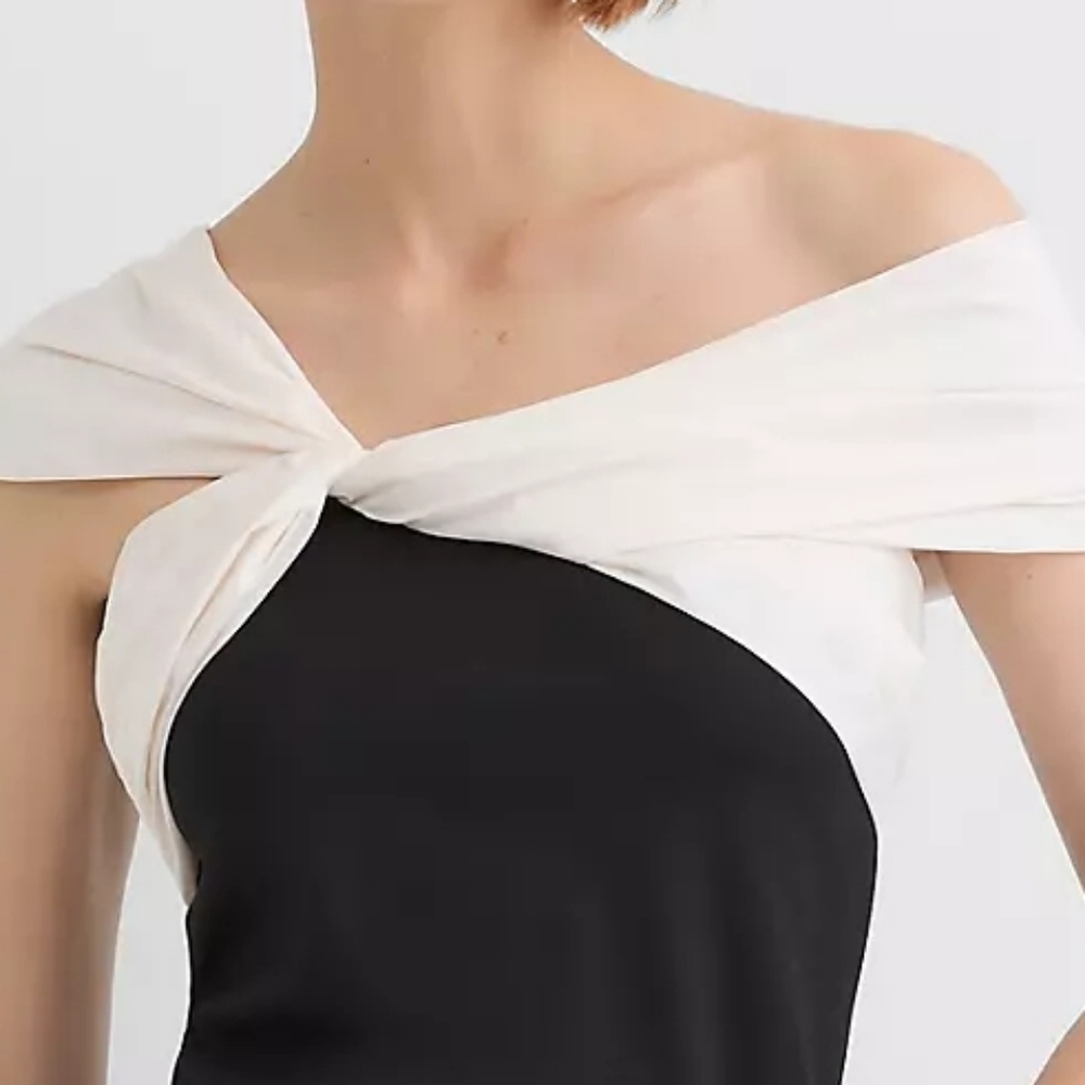 LOFT Black and White Off-Shoulder Twist Camisole - Picture 2 of 2